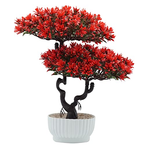 Flikool Künstliche Bonsai Kiefer in Töpfen Gefälschte Japanisch Zeder Zimmerpflanzen Künstliche Pflanzen im Topf Künstliche Baum Ornamente Kunstpflanzen Kunstbäume für Wohnkultur - Rot Flikool Künstliche Bonsai Kiefer in Töpfen Gefälschte Japanisch Zeder Zimmerpflanzen Künstliche Pflanzen im Topf Künstliche Baum Ornamente Kunstpflanzen Kunstbäume für Wohnkultur - Rot von Flikool