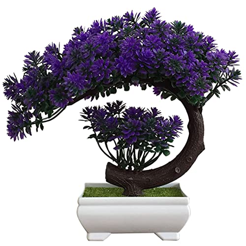 Flikool Künstlicher Bonsai Baum in Töpfen Gefälschte Japanisch Zeder Kunstbäume Künstliche Pflanzen Kiefer im Topf Kunstpflanzen Topfpflanze Künstlich für Wohnkultur Inneneinrichtung Deko - Blau von Flikool