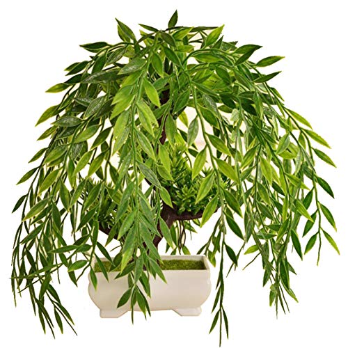 Flikool Kunstpflanze Weide Künstliche Bonsai-Baum Mini Künstliche Pflanzen Trauerweide im Topf für Büro Zuhause Wohnzimmer Tabelle Fensterbrett Balkon Dekoration Flikool Kunstpflanze Weide Künstliche Bonsai-Baum Mini Künstliche Pflanzen Trauerweide im Topf für Büro Zuhause Wohnzimmer Tabelle Fensterbrett Balkon Dekoration von Flikool
