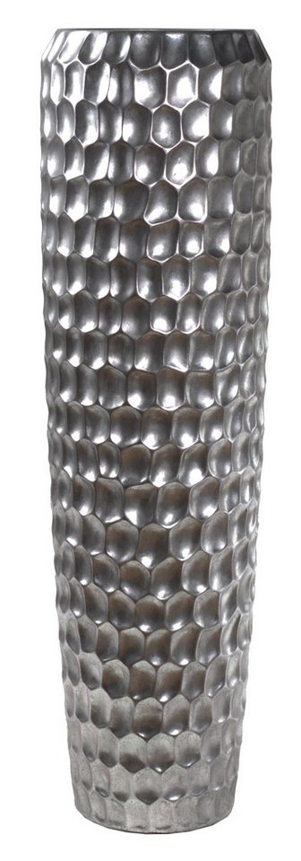 Flingora Bodenvase Celice, mit Einsatz - Fiberglas - Indoor & Outdoor - Silber - Höhe 97 cm von Flingora