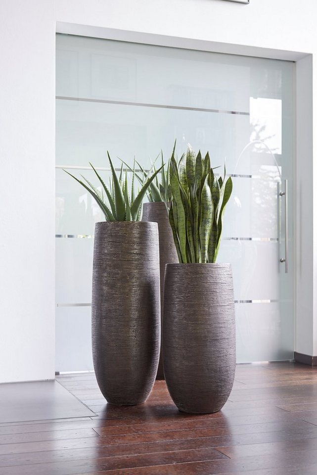 Flingora Bodenvase Lacey, mit Einsatz - Fiberglas - Indoor - Bronzebraun - Höhe 75 cm von Flingora