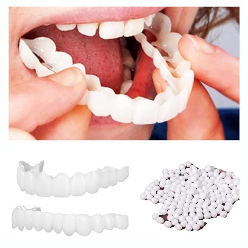 Flipped Warmth 2 Paare Falsche Zähne Veneers Obere Untere Zähne Veneer Zähne Zum Aufstecken Provisorischer Zahnersatz Lächeln Falsche Zähne Abdeckung Veneer Für Männer Und Frauen von Flipped Warmth