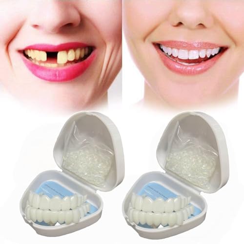 Flipped Warmth 2 Paare Zähne Zum Aufstecken, Falsche Zähne, Zahnersatz Zum Aufstecken, Kosmetische Veneers Zähne Aufhellung Zahnersatz Für Schlechte Zähne von Flipped Warmth