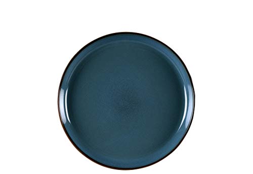 Ritzenhoff & Breker Visby Dessertteller, 20 cm, Runder Frühstücksteller mit braunem Rand, Skandinavisches Design, Steingut, Blau von Ritzenhoff & Breker