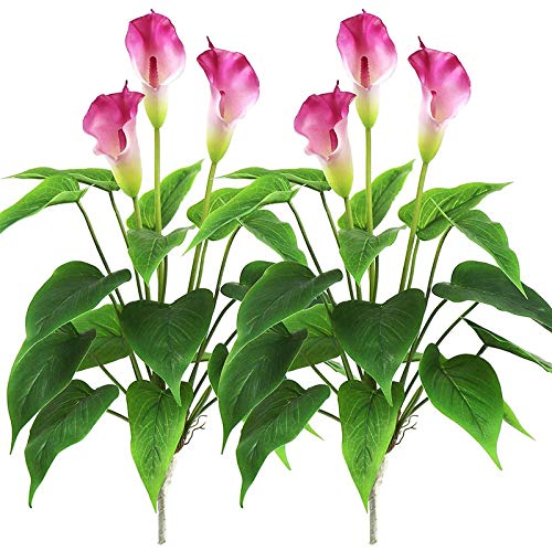 Flisdtry Künstliche Seide Bonsai Blumen Grünpflanzen für drinnen und draußen Home Office (lila, 2) von Flisdtry