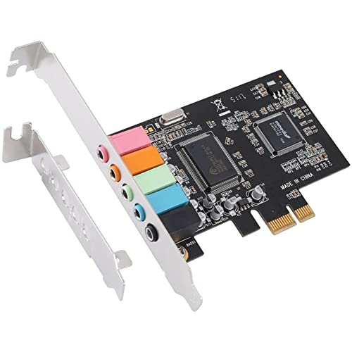 Flisdtry PCIe Soundkarte 5.1, PCI Surround Karte 3D Stereo Audio mit High Sound Performance PC Soundkarte CMI8738 Chip von Flisdtry