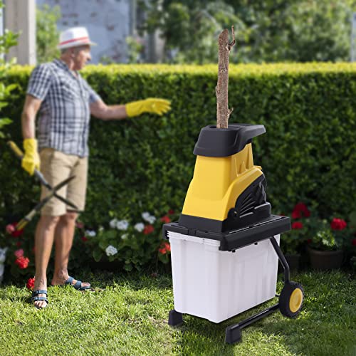 Elektro-Leisehäcksler (2500 W, max. 45 mm Aststärke, Drehrichtungsumschalter, Transparente 45 L Fangbox, Integrierter Sicherheitsschalter) Elektro Gartenhäcksler Walzenhäcksler von Fliuyr