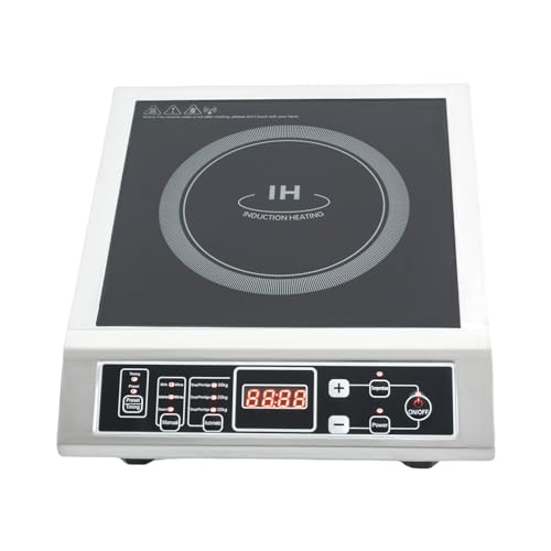 Fliuyr Induktionskochplatte,3500W, Kochplatten,10-Stufige Temperatureinstellung (176-572°F), Induktionsherd Kochplatte,50KG Große Tragfähigkeit Edelstahlgehäuse,Induktionskochfeld mit Zeitschaltuhr von Fliuyr