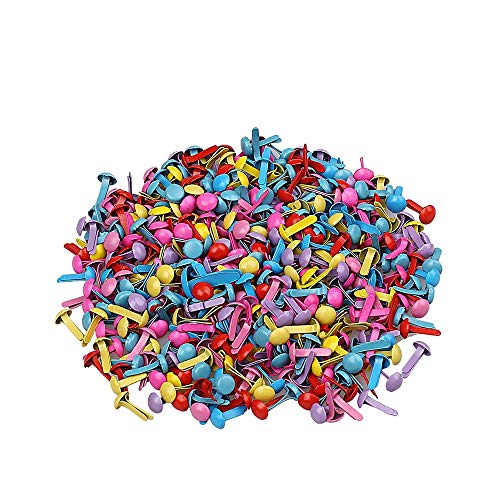 Fliyeong 200 Stücke Mini Brads, Multicolor Mix Metall Runde Brads für Papier Handwerk Stanzen Scrapbooking DIY Werkzeug von Fliyeong