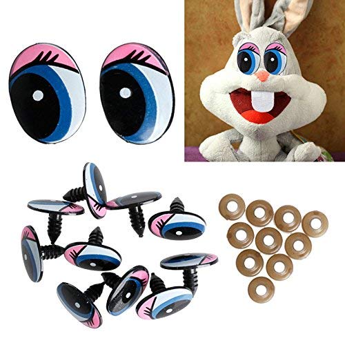 Fliyeong 5 Paar 10 stücke oval blau Sicherheit Kunststoff Augen Spielzeug Puppen Puppen Augen DIY 24x18mm praktisch und beliebt von Fliyeong