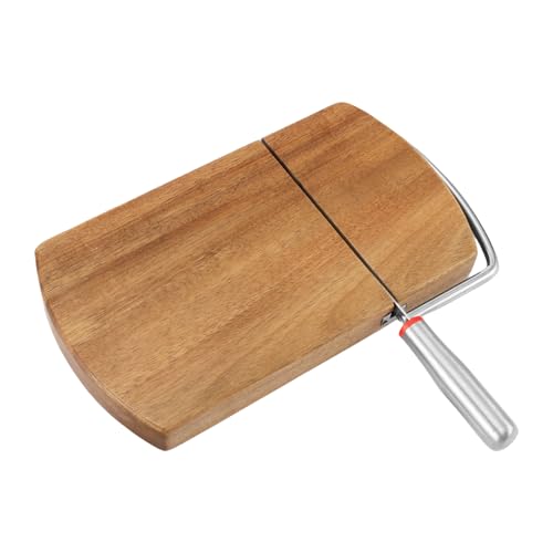 Flkiglm Käseschneidebrett mit Drahtschneider, Käseschneidebrett,9,2 x 8,4 Zoll Käseschneider | Multifunktionaler Trüffelschneider aus Hartholz, rostfreies Schneidzubehör für Kartoffel-Gemüsebutter von Flkiglm