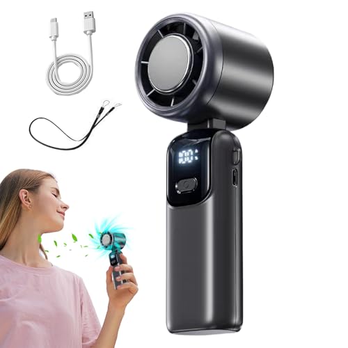 Flkiglm Personaler Elektrischer Ventilator | Klappbarer Tragbarer Elektrischer Kühlventilator,Digitaler Luftkühler mit Anzeige Zubehör für heiße Wetter für Jugend Camping Angeln Reisen und Outdoor von Flkiglm