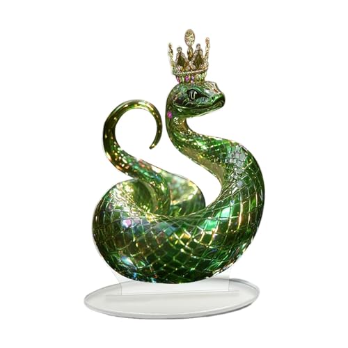 Flkiglm Schlangenfigur Neujahr, Jahr der Schlange 2025 Figur, chinesisches Neujahr Feng Shui Glück Reichtum Acryl grüne Schlange, Sternzeichen Schlange Ornament, Chinesische Feng Shui-Figuren von Flkiglm