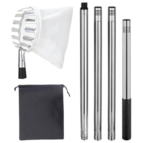 Obstpflücker Aus Edelstahl 160 Cm Apfelpflücker Mit 4 Gelenkstange Obstgreifer Höhenverstellbar Beerenpflücker Obstsammler Pflückhilfe Kirschpflücker Für Birnen Citrus Orange Fruit Picker von Flkiglm