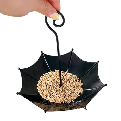 Vogelhäuschen, Regenschirmförmiges Vogelfutterhaus Für Draußen, Verstellbarer Dekorativer Teller Mit Haken Metall Design Für Terrasse Geflügel Garten von Flkiglm