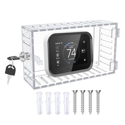 Wandmontage Thermostatschutz Thermostat Guard Mit Schlüssel 20x12x5.7cm Thermostat Schließkasten Transparenter Thermostats Abdeckung Acryl Thermostats Schloss Passend Mit 4 Schrauben Und Bolzen von Flkiglm