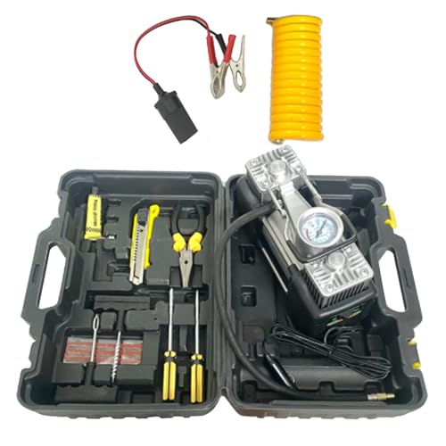 r Kompressor Koffer Zubehör - Outdoor Reparatur Werkzeug Set | 12V Multifunktion Fahrrad Luftpumpe Für Pannenhilfe Auto LKW Motorrad Unterwegs Camping Haushalt von Flkiglm