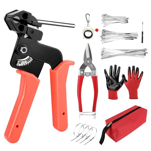 Kabelbinderzangen-Set mit 150 Kabelbindern Verstellbares Kabelbinder-Werkzeugset aus Metall zum Befestigen und von Kabelbindern Kabelbinderwerkzeug für Drahtzaunrollen, Abgasummantelung, Geflügelzaun von Fllkueaiy