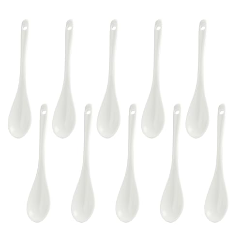 10 Stück Eierlöffel, Porzellan Eierlöffel, Weiss Eier Löffel Teelöffel Servierlöffel Kaffeelöffel, Dessertlöffel, Mokkalöffel und Dip Löffel, 12 cm, Hochwertiges Keramik,Vielseitige Teelöffel von Fllyvly