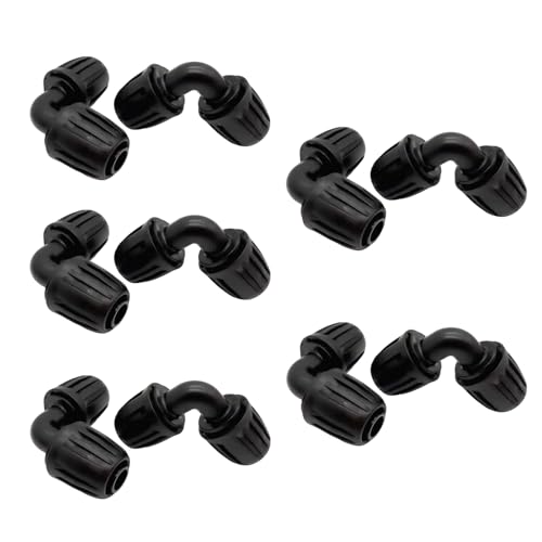 Micro-Drip-System L-Stück 13 mm (1/2 Zoll) - 10er Pack: Robuste Rohrverbinder für Richtungsänderung von Verlegerohren, Werkzeuglose Montage, Wiederverwendbar, für Tropfbewässerungssysteme von Fllyvly