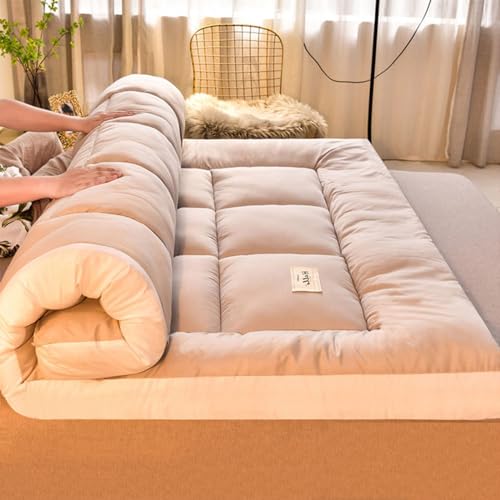 FloAPa Japanische Futonmatratze Dicke Tatami Matte Schlafmatte rutschfeste Schlafmatte Faltbare Roll-Up Matratzen Für Camping,Grau,150 * 200CM von FloAPa