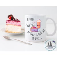 Personalisierte We're Better Together Kawaii Kuchen Trinkbecher, Personalisierter Name Süßer Foodie Pärchen Valentinstag Geschenk Für Freund von FloatYourBoatDesignz