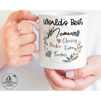 Personalisierte Weltbeste Memaw Kaffeetasse, Enkel Namen Tasse Für Meemaw, Geschenk Großmutter Oma Me-Maw Von Grandkids von FloatYourBoatDesignz