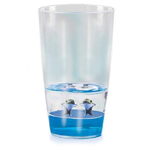 Deluxebase Floatarama Tumbler - Delfin Acryl-Trinkglas mit schwimmenden Tierfiguren. 250 ml BPA-frei Delfin Trinkglas für Kinder und Erwachsene. von Deluxebase