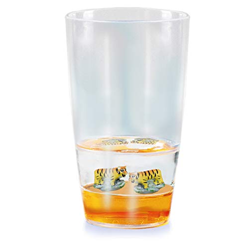 Deluxebase Floatarama Tumbler - Tiger Acryl-Trinkglas mit schwimmenden Tierfiguren. 250 ml BPA-frei Tiger Trinkglas für Kinder und Erwachsene. von Floatarama