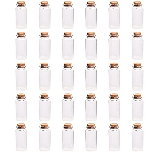 30 Stücke Flasche aus Korkglas, Kleine Glasflasche, Mini Glasflasche, für Bastelmaterial, Ornamente, Hochzeitsdekorationen und Musterflaschen(Glas) von Floatdream