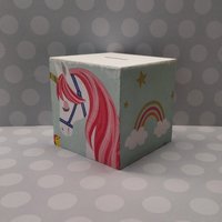 Spardose Würfel Einhorn Regenbogen Geburt Einschulung Baby Geburtstag Spardose Würfel Einhorn Regenbogen Geburt Einschulung Baby Geburtstag von EMMERICHkreativ