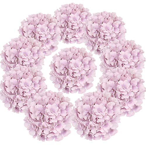 Flojery Hortensienköpfe aus Seide, künstliche Blumen mit Stielen für Zuhause, Hochzeitsdekoration, 10 Stück (Violett) von Flojery
