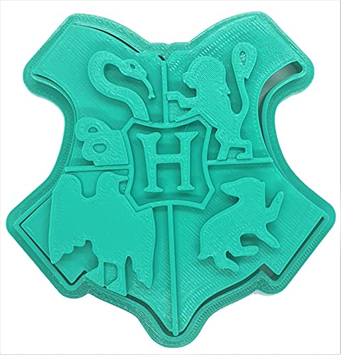 Harry P. Logo Ausstechform - 2-teiliges Set mit Keksausstecher und Keksstempel für professionelle Ergebnisse (Hogwarts – Green) von Floki3D