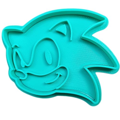 Sonic Ausstechform - 2-teiliges Set mit Keksausstecher und Keksstempel für professionelle Ergebnisse (Türkis) von Floki3D