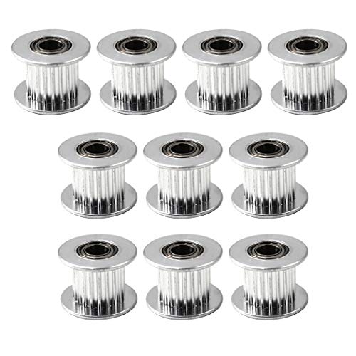 GT2 idler pulley 20 teeth zahnriemenscheibe 3mm bohrung umlenkrollen für seile 6mm 3D Drucker Zahnriemen Rolle Packung mit 10 (Schraubenschlüssel enthalten) von Flomore