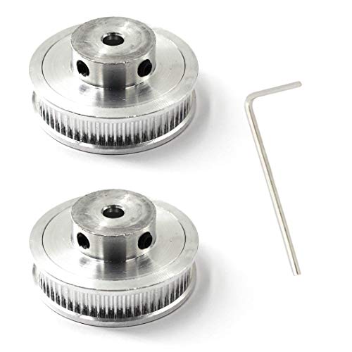 GT2 pulley 60 teeth zahnriemenscheibe 5mm bohrung umlenkrollen für seile 6mm 3D Drucker Zahnriemen Rolle Packung mit 2 (Schraubenschlüssel enthalten) von Flomore