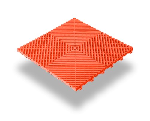 Floor Brothers Klickfliesen für Werkstatt Garage Messen Halle Showroom | Bodenfliesen in 39,5x39,5cm Orange von Floor Brothers