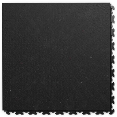 Floor Brothers PVC Klickfliese Invisible Leder-Optik 6,7mm für industriellen Einsatz - Anti-Rutsch-Profil 46,8cm × 46,8cm Schwarz ECO von Floor Brothers