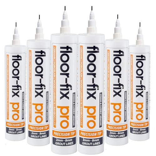 Floor-Fix Pro 300ml (6) - Klebstoff zum Befestigen von losen Fliesen und rissigen Holzböden. Mit 1,78 mm breiter Spritze zur schnellen Injektion zwischen die Fliesen. Professionelle Qualität. von Floor-Fix Pro