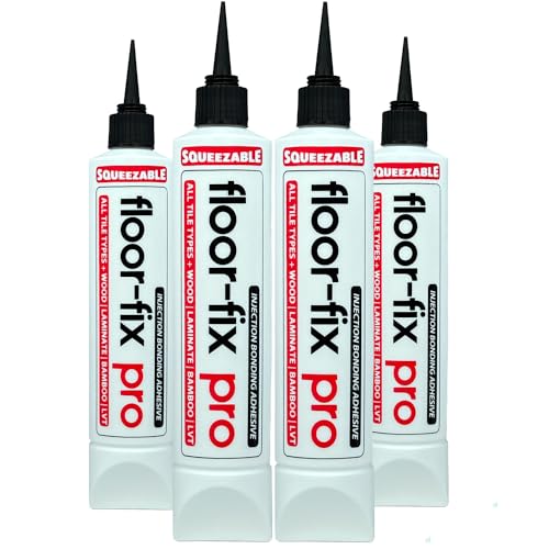 Floor-Fix Pro Squeezeable 300ml KEINE KUGELPISTOLE ODER SYRINGE BENÖTIGT. Fixiert lockere Fliesen und quietschende Holzböden. Starker, flexibler Kleber mit 2mm Spitze von Floor-Fix Pro