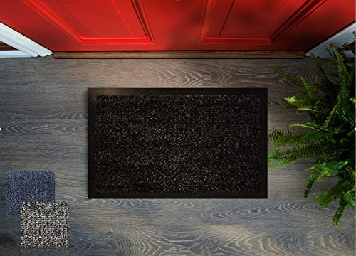 Floorcover Premium Fußmatte rutschfest - Türvorleger & Schmutzabstreifer in Grautönen bleibt der Schmutz draußen und das Zuhause sauber 60 x 80 cm (Anthrazit) von Floorcover
