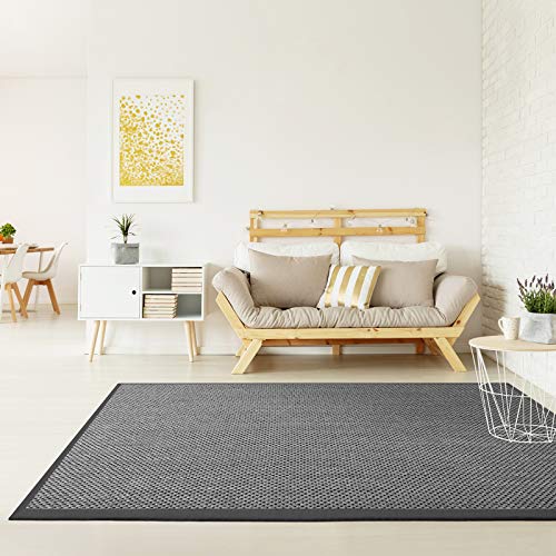 100% Reiner Sisal-Teppich mit Bordüre | Wohnzimmerteppich | Naturteppich | Tiger-Eye | Farbliche Bordüren verfügbar | 3 Farben & 2 Größen (160 x 230 cm, Anthrazit) von Floordirekt
