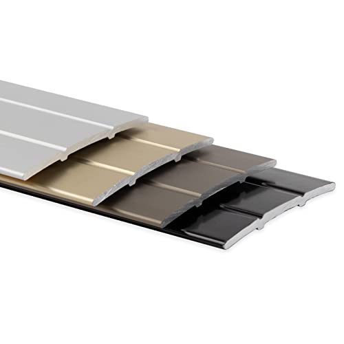 Aluminium Übergangsprofil 38 mm - 100 cm Länge - Übergang zwischen zwei Bodenbelägen - Vorgebohrt oder Selbstklebend - Bodenleiste aus Aluminium (Schwarz, Selbstklebend) von Floordirekt