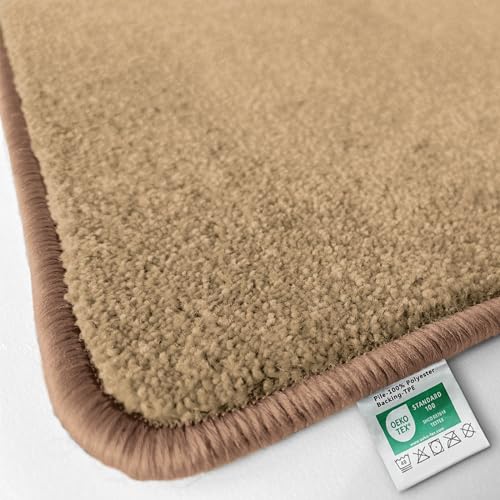 Floordirekt Badematte Carousel 100 x 100 cm, Caramel - Weicher & dichter Hochflor - Badezimmerteppich - Extra flauschig - Rutschsichere Rückseite von Floordirekt