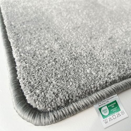 Floordirekt Badematte Carousel 100 x 100 cm, Silber - Weicher & dichter Hochflor - Badezimmerteppich - Extra flauschig - Rutschsichere Rückseite von Floordirekt