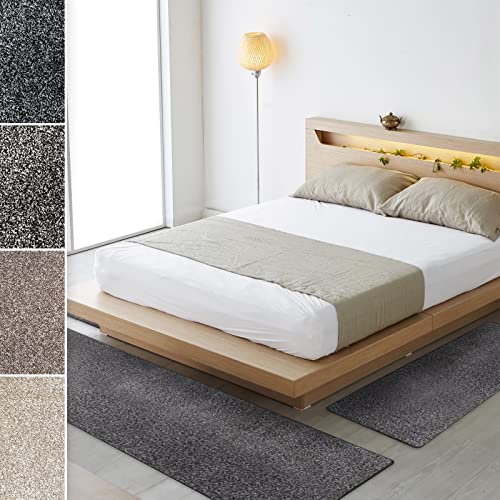 Bettumrandung Lyon - Velours Bettvorleger Teppichläufer - 3-teiliges Läufer-Set in 3 Größen - Melierter Flor (B: 67 cm - L: 1 x 330 cm + 2 x 130 cm, Grau) von Floordirekt