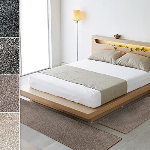 Bettumrandung Lyon - Velours Bettvorleger Teppichläufer - 3-teiliges Läufer-Set in 3 Größen - Melierter Flor (B: 80 cm - L: 1 x 300 cm + 2 x 150 cm, Braun) von Floordirekt