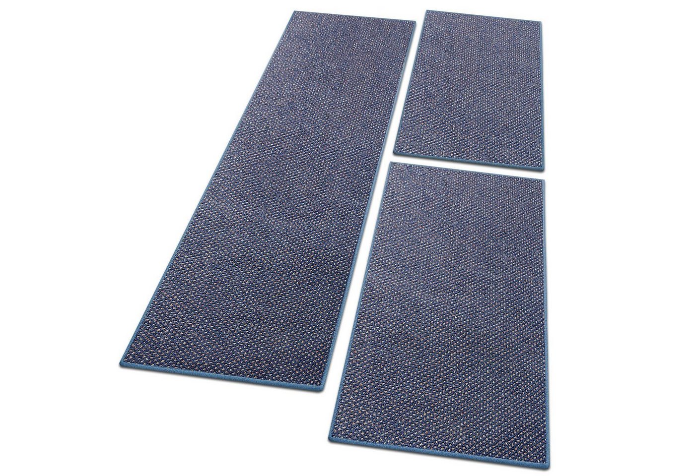 Bettumrandung Ponto Blau, 3 Größen, Bettvorleger Floordirekt, Höhe 6.5 mm, (3-tlg) von Floordirekt