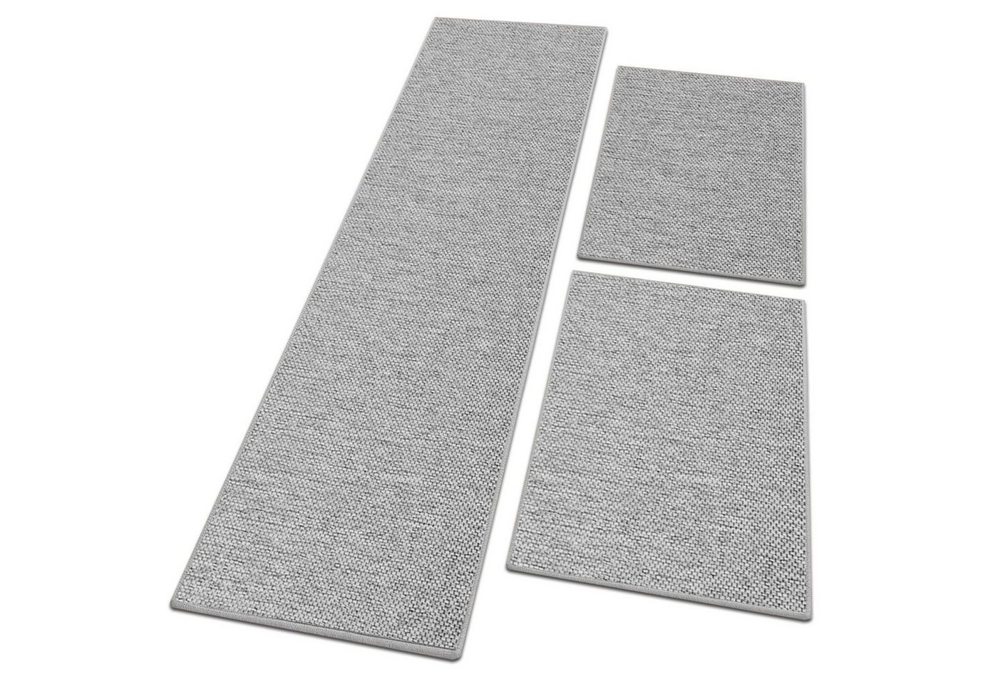 Bettumrandung Sabang Silbergrau, 3 Größen, Teppichläufer, ideal im Schlafzimmer Floordirekt, Höhe 3.5 mm, (3-tlg), in Sisal-Optik von Floordirekt