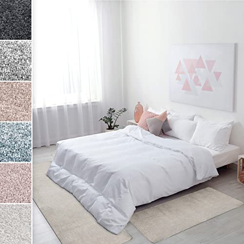 Floordirekt Bettumrandung Sundae - Bettvorleger Velours Teppichläufer - 3-teiliges Läufer-Set in 3 Größen (B: 67 cm | L: 1 x 330 cm + 2 x 130 cm, Creme) von Floordirekt